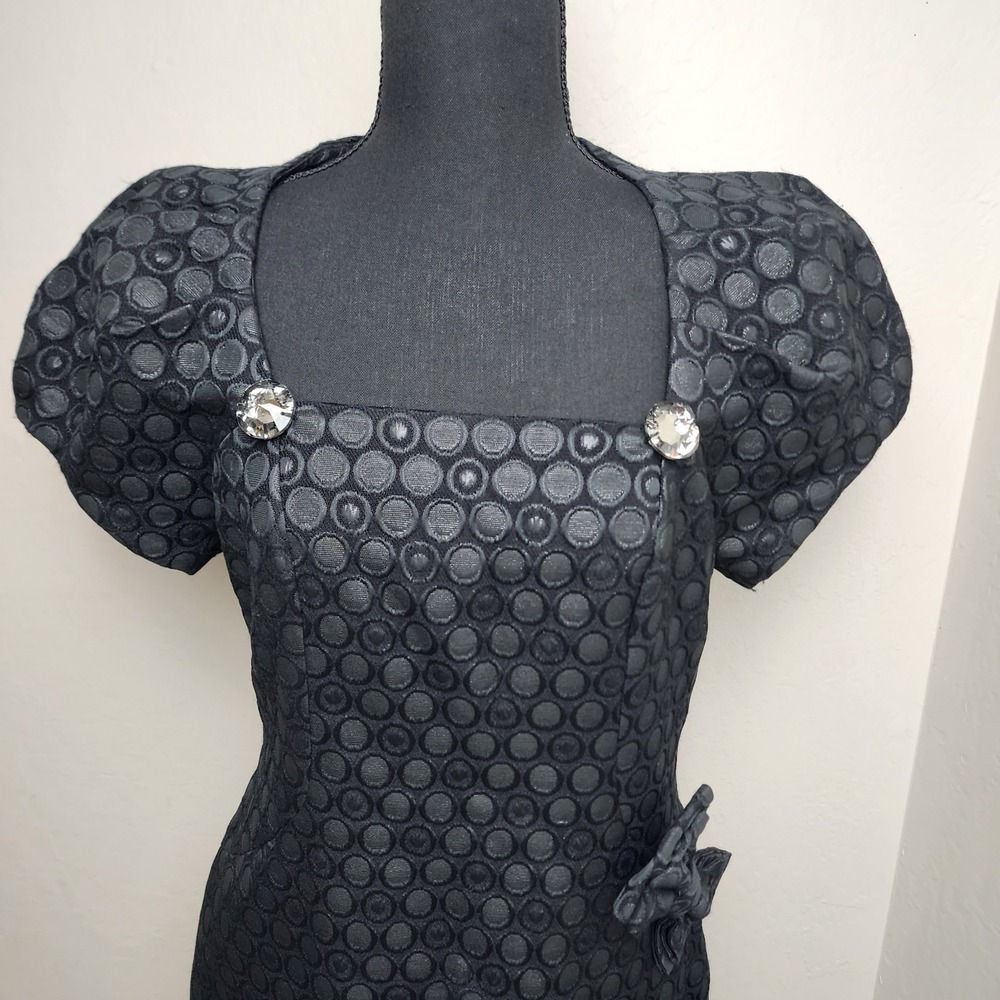 Valentina Barberini Dress 8/10 M Silk Pin Up Jacquard Italy Cocktail Embroidered